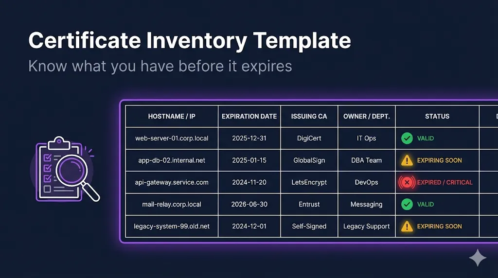 Certificate Inventory Template - Know what you have before it expires