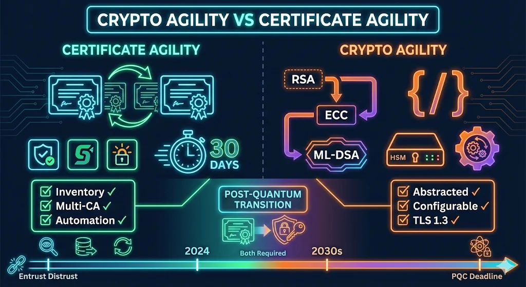 Crypto Agility vs Certificate Agility - comparing certificate replacement speed with algorithm flexibility