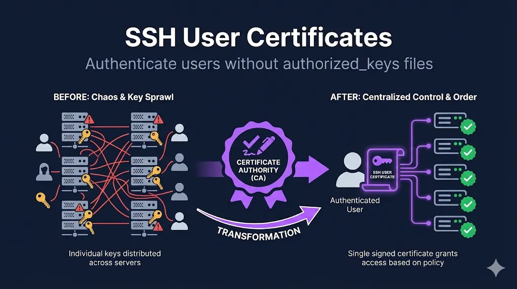 SSH User Certificates: Authenticate users without authorized_keys files