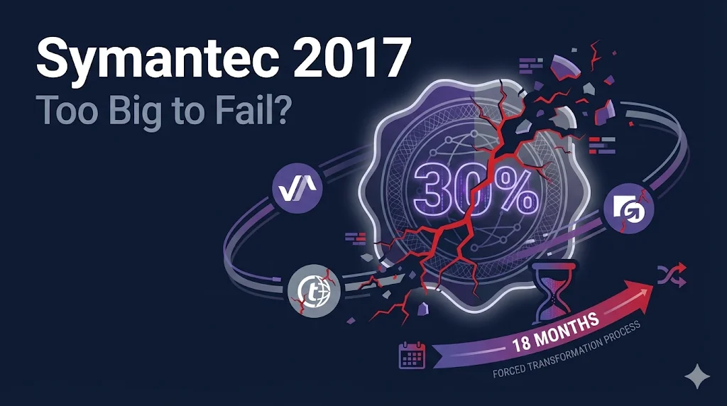 Symantec 2017: Too Big to Fail? - 30% of internet certificates, 18 months forced transformation
